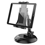 Ally PB-46E Telefon, Tablet Tutucu 360° Ayarlanabi̇li̇r Konforlu Masa Standı SİYAH