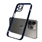ALLY Fashion Series iPhone 13 Pro 6.1inç Kılıf Renkli Kenar Lazer Çerçeveli Silikon Kılıf LACİVERT