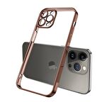 ALLY Fashion Series iPhone 13 Pro 6.1inç Kılıf Renkli Kenar Lazer Çerçeveli Silikon Kılıf GOLD