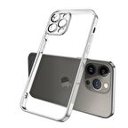 ALLY Fashion Series iPhone 13 Pro 6.1inç Kılıf Renkli Kenar Lazer Çerçeveli Silikon Kılıf GÜMÜŞ