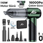ALLY ST-6670PLUS 16000pa Güçlü Portatif 3 Kademeli Tasinabilir Vakumlu Kablosuz Üflemeli Mini Araç Süpürgesi