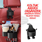 Oto Araç İçi Çok Fonksiyonlu Koltuk Arkası Organizer Bardaklık Telefon Tutucu Askılık Araba Eşya Düzenleyici 1 Adet