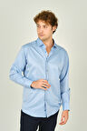Figs Erkek Slim Fit Uzun Kollu Pamuklu Parlak Kumaş Gömlek 0013 Mavi