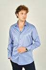 Figs Erkek Slim Fit Uzun Kollu Pamuklu Parlak Kumaş Gömlek 0013 Koyu Mavi