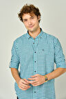 Figs Erkek Slim Fit Ekoseli Uzun Kollu %100 Pamuk Gömlek 0016 Mint