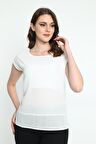 Ella Camelia Kadın Omuz Detaylı Yuvarlak Yaka Bluz 5010009 Ekru