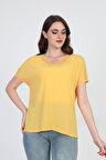 Ella Camelia Kadın Dantel Detaylı Bluz 5010027 Sarı