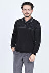 Rey Polo Erkek Desenli Polo Yaka Triko Sweat 6741254 Siyah