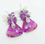 1956 Üçgen faset kesim Meksika Akik el yapımı küpe