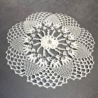 Uretti - Sariye 4648 7380 El Yapımı Tığ İşi Örgü 12'li Dantel Örtü Takımı - 22 X 22 Cm