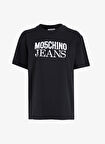Moschino Jeans Yuvarlak Yaka Baskılı Siyah Kadın T-Shirt A0702-4555