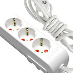 3'lü 3 metre kablolu grup priz anahtarsız "çocuk korumalı"