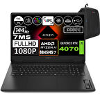 Hp Omen 17-DB0019NT Amd Ryzen 7 8845HS 32GB Ddr5 4tb SSD 8GB-RTX4070 17.3 Inç 144HZ 7ms Fhd Windows 11 Pro Taşınabilir Bilgisayar A44QQEAP03 + Zetta Çanta