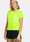 1382434-731 UA Launch Shortsleeve Yuvarlak Yaka Fitted Sarı Kadın T-Shirt