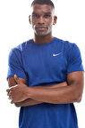 Nike Dri-Fit Uv Miler Ss Erkek Mavi Spor Tişört