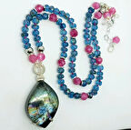 1970 Labradorit Akuamarin Kuvars el yapımı kolye