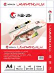Mühlen Beutel A4-150 | A4 Boyutu, 150 Mikron Laminasyon PVC Filmi 1 Paket 100 Adet