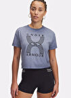 Under Armour 1389568-044 UA Run 96 Graphic SS Gri Yuvarlak Yaka Loose Fit Baskılı Kadın T-Shirt