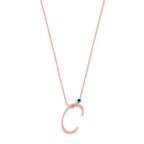 Taşsız Nazar Boncuklu C Harfi Rose Kaplama Gümüş Kolye