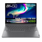 Lenovo Thinkbook 16PG5 IRX Intel Core i9-14900HX 64GB DDR5 1TB SSD RTX4060 8GB 16 inç 3.2K 165Hz FreeDos Laptop (21N50024TRv2)