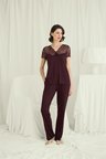 kapsulavm Kısa Kollu ve Dantelli V Yaka Pijama Takımı