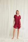 kapsulavm Kısa Kollu Dantelli V Yaka Şort Pijama Takımı