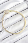 Pirinç Charm Zirkon Taşlı Kalp Model Gold Renk Kadın Bileklik