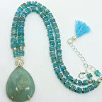 1983 Akuamarin Apatit el yapımı kolye