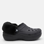 Crocs Classic Platform Fuzz Lined Clog Black Terlik 212854-001