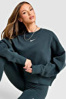 Nike Sportswear Essantial Collection Oversize Kesim Petrol Mavisi Kadın Sweatshrit