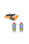Tekli Portatif Ocak Tüp Turuncu+2 Adet 220 Gr Kartuş Set