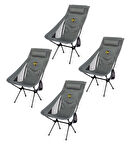 Sky Ultralight Katlanabilir Kamp Sandalyesi Gri 4 Adet