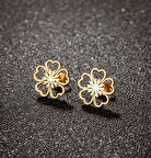 Gold Zarif Şık Çiçek Küpe