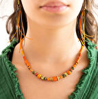 Bohem Tarz Turuncu Tasarım Kadın Kolye