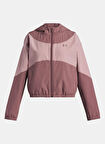 Under Armour Fermuarlı Yaka Düz Pembe - Kahverengi Kız Çocuk Eşofman Üstü 6004181-651-UA Rival Woven HD Jacke