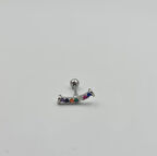 Cerrahi Çelik Gümüş Renkli Taşlı Küpe Tragus Helix Kıkırdak Piercing