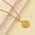 Gold Vintage Ay Güneş Kolye