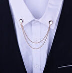 Gold Taş Detaylı Yaka İğnesi Broş