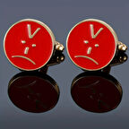 Gold Kızgın Surat İfadeli Erkek Kol Düğmesi