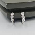 Gümüş Renk Sıralı Zirkon Taşlı Xuping Çivi Model Halka Küpe - Kararmaz