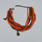 Turuncu Boncuk Detaylı Çok Sıralı Bohem Bileklik