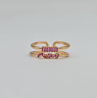 Gold Pembe Baget Taşlı Şık Kadın Yüzük