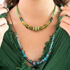 Bohem Tarz Mavi Tasarım Kadın Kolye