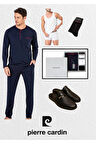 Erkek Giyim Kutulu Çeyizlik Hediyelik Penye Pijama Takımı & Atlet - Boxer & Çorap & Deri Terlik Set