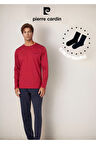 Erkek %100 Pamuk Uzun Kol Logo Detaylı & Lisanslı Pijama Takımı (2 Adet Hediye Çorap) L1.PC.6099.001