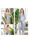 Saten 6'lı Pijama & Gecelik & Sabahlık & Şort & Büstiyer Hediyelik Çeyizlik Set L1.JJ.0042.0A.12.01