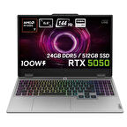 Lenovo LOQ 15AHP10 AMD Ryzen 7-250 24GB DDR5 512GB SSD RTX5050 8GB 100W 15.6 inç Full HD 144Hz IPS FreeDos Gaming Laptop (83JG006CTR)