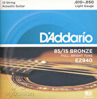 D'Addario EZ940 - Light Takım Tel 12 Telli Akustik Gitar Teli 010-050