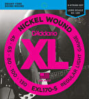 D'Addario EXL170-5 Nickel Wound 5-String Bass, Light, 45-130, Long Scale Takım Tel 5 Telli Bas Gitar Teli 045-130