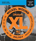 D'Addario EXL110-7 Nickel Wound, 7-String, Regular Light, 10-59 Takım Tel 7 Telli Elekro Gitar Teli 010-059